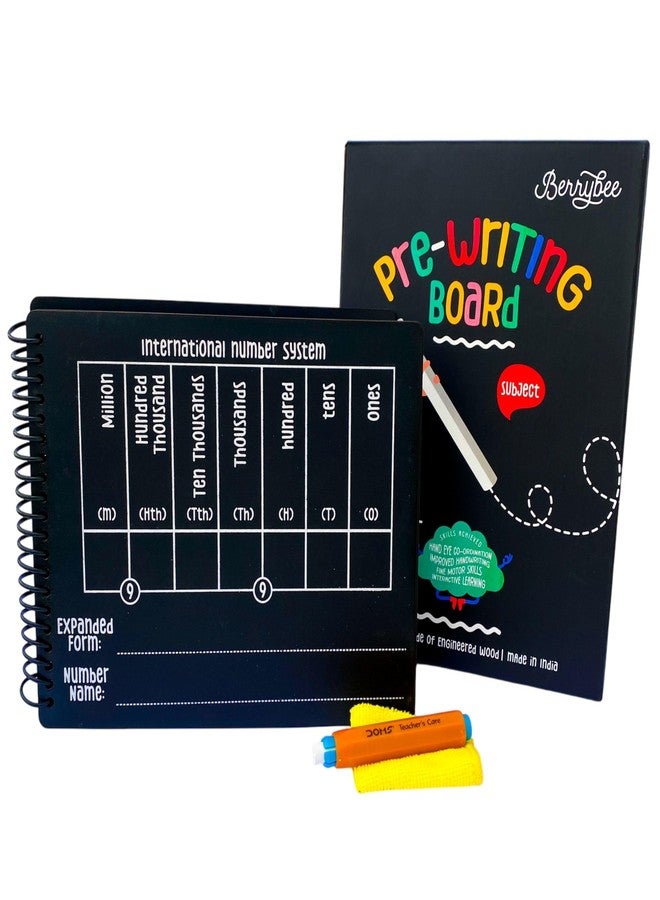 Berrybee 6-in-1 Montessori-Inspired Pre-Writing Board | Number System Time Fractions Operations | Reusable Handwriting Practice for Kids 2-6 Years | Educational & Durable (Maths Level 2) - Image 1